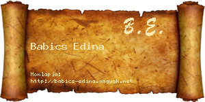 Babics Edina névjegykártya