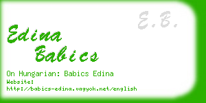 edina babics business card